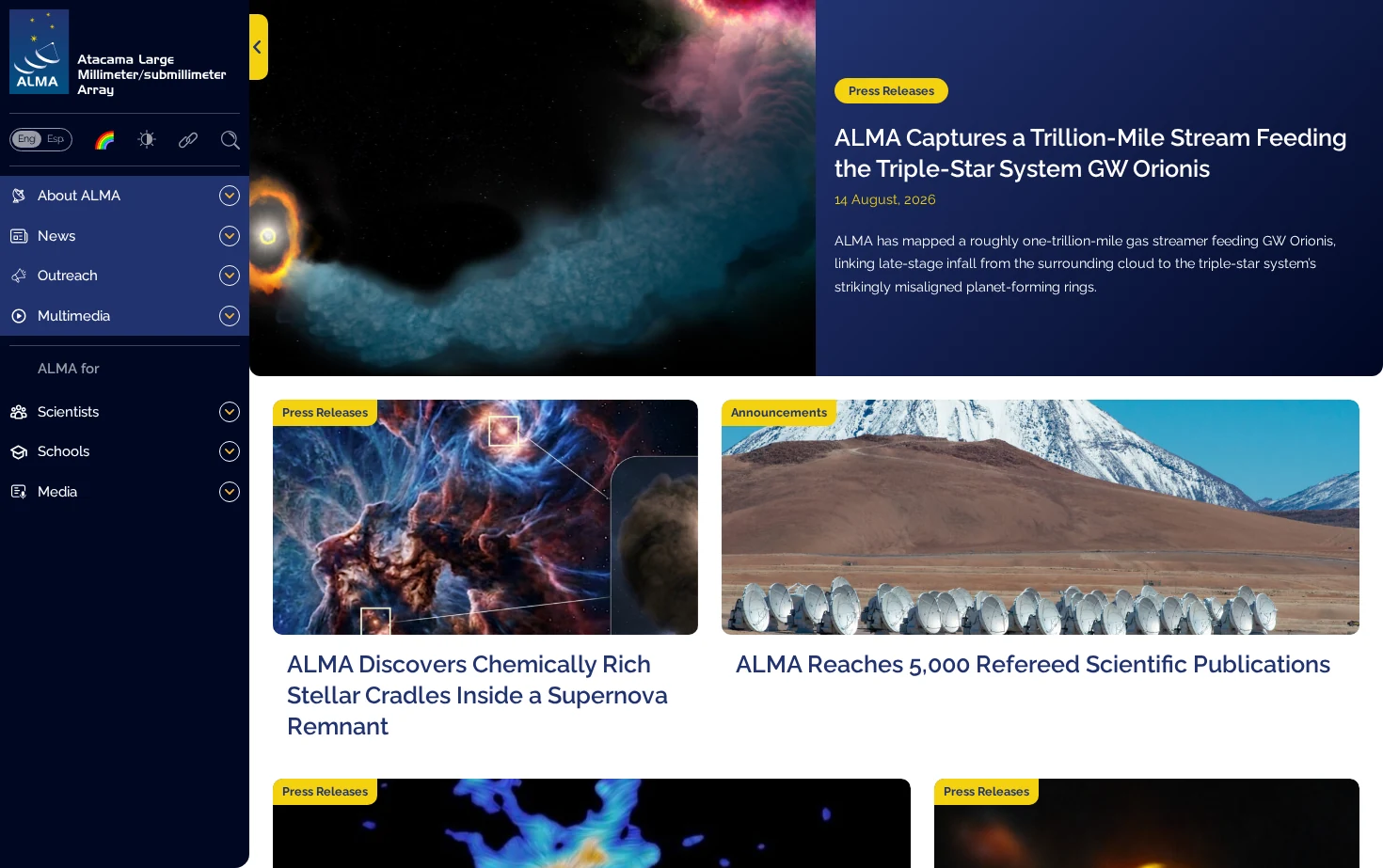 ALMA Observatory 页面快照